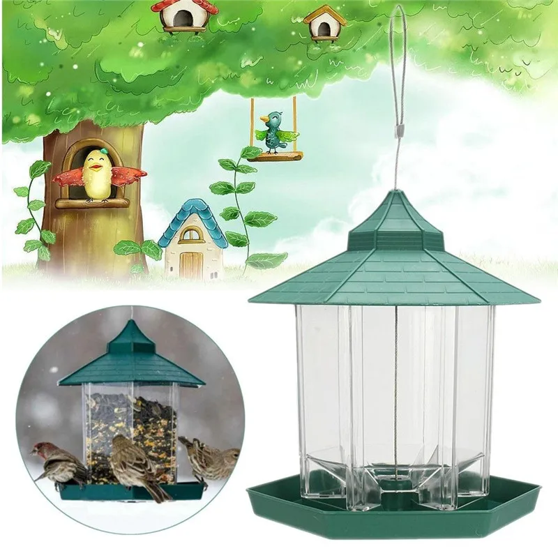 Открытый водонепроницаемый кормушка для птиц пластиковый подвесной контейнер