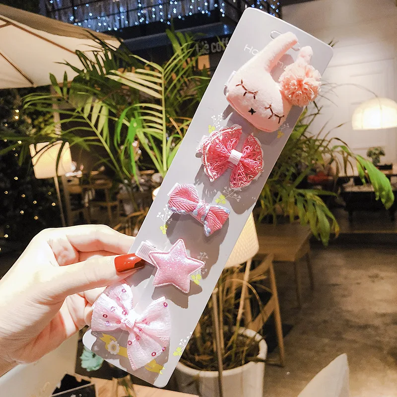 Заколки для волос с бантом в виде кролика девочек 5 шт./компл. милые детские