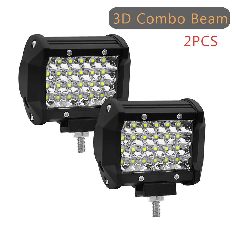 2PCS 72W Combo PANDUK 4 7 15 дюймов светодиодный светильник для автомобиля, трактора, лодки, внедорожника, 4WD 4x4, грузовика, внедорожника, ATV, вождения 12 В, 24 В, 18 Вт, 60 Вт, 72 Вт, 120 Вт - Цвет: 2PCS 72W Combo