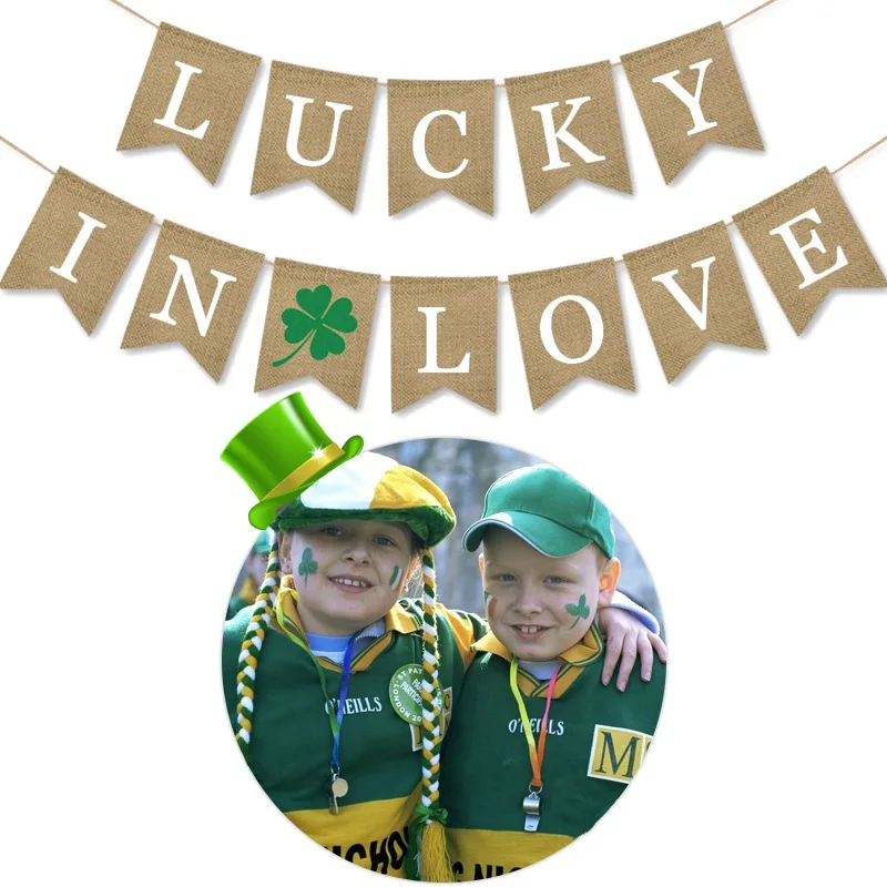 

Be Lucky/Lucky in LOVE St. Patrick's Day Irish Shamrock Decorative Hanging Ornaments Bunting Flags
