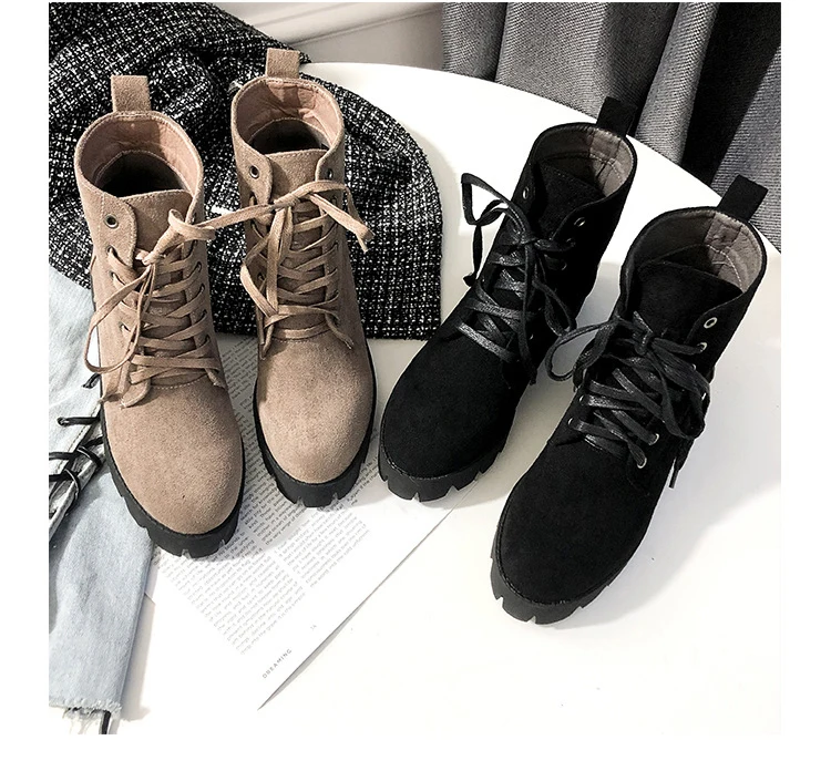 

Casual Shoes Women Matin Boots Cross-tied Fashion Brand New Ladies Ankle Boots Thick Bottom Female botas mujer Motorcycle Boots