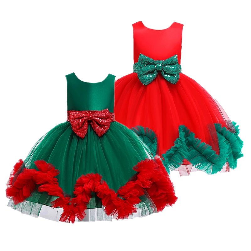 Рождественские платья для девочек карнавальный детский костюм Детские бальные