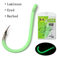 10bags luminous circle fish hook barb set of high carbon steel barbed eyed hooks accessories sea feeder for ice luya fishing