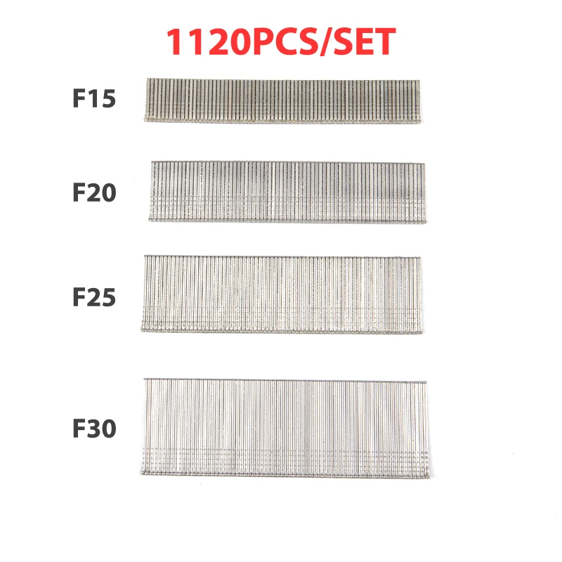 

1120pcs 201 Stainless Steel F15/F20/F25/F30 Nail Gun Brad Nails Stainless Steel Stapler Tacker Woodworking Furniture DIY Staples