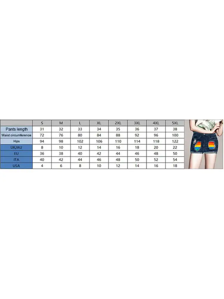 

Hot Sale Summer Ripped Rainbow Print Summer Denim Hot Shorts Fashion Comfortable Soft Sexy Female High Waist Shorts