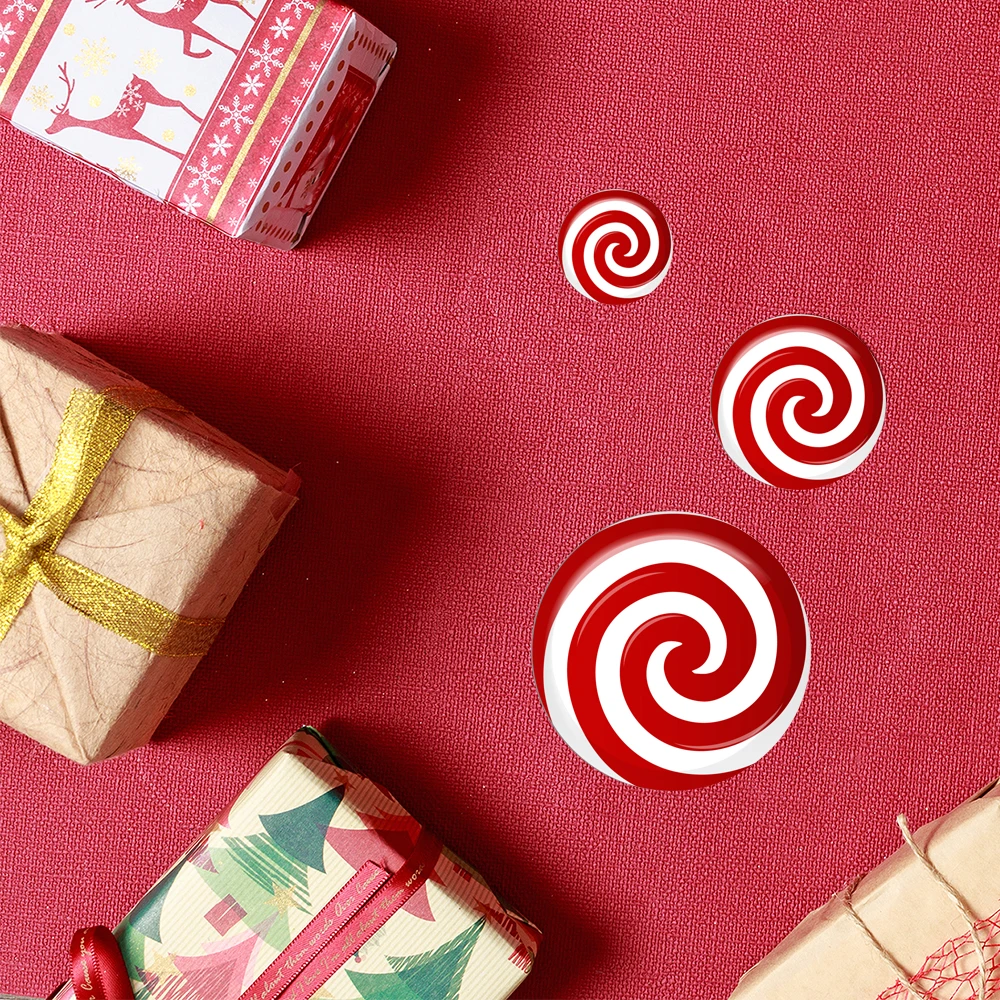 

EW048 Christmas candy stickers 12PCS a set DIY self-adhesive round holiday decoration cartoon floor stickers wall stickers