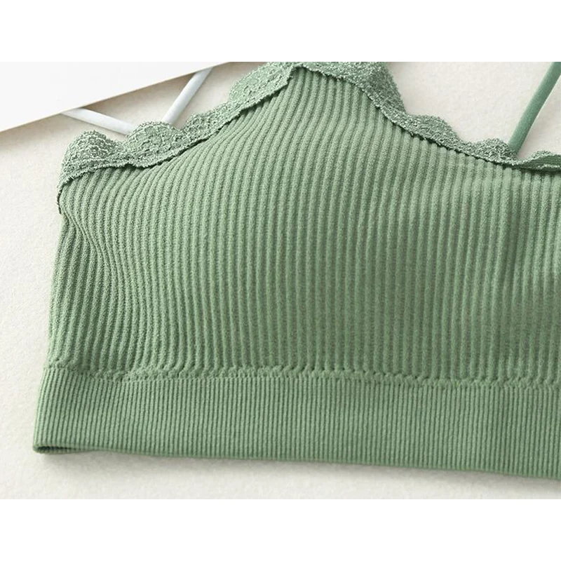 

Women Sexy Lace Camis Tube Top Female Seamless V Neck Underwear Fashion Crop Tops Sports Lingerie Tee Bra PJ053