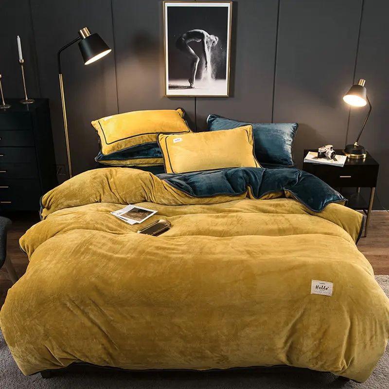 Толстый теплый комплект постельного белья для зимы Роскошное Одеяло с краями и