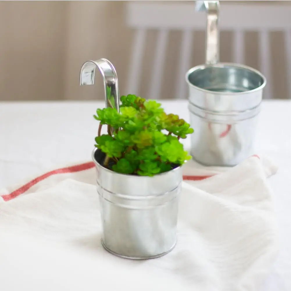 pcs New Flower Hanging Pot Hook Wall Removable Candy Iron Bucket Tin Garden Balcony Succulent Basket realistic | Дом и сад
