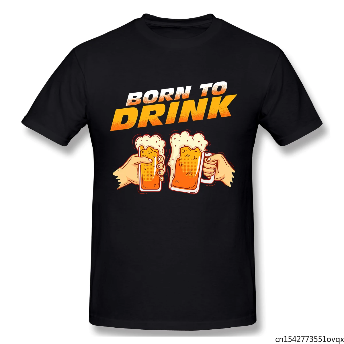

Born To Drink Beer Mug Beer Lover Drinker Gift Tshirt man T Shirt Woman Four Seasons Casual Short O-Neck Tees
