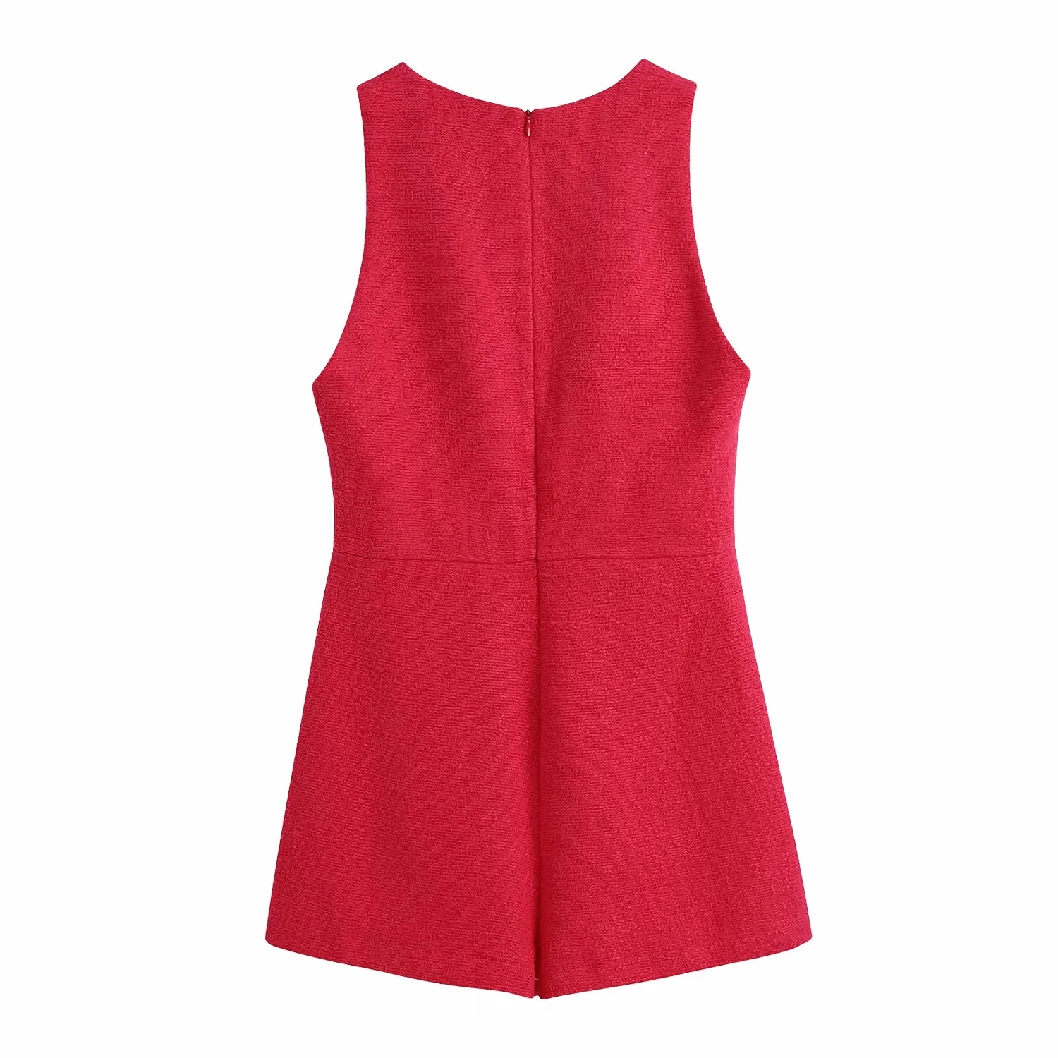 

European and American fashion all-match 2021 new women's retro texture short jumpsuit trend