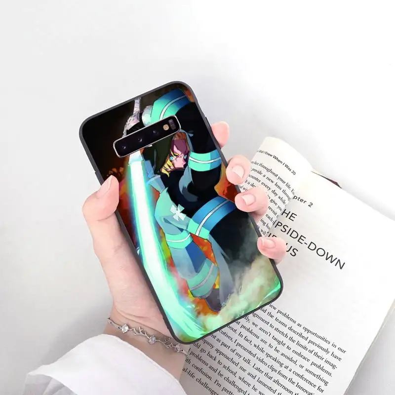 

Fire Force Phone Case Black Cover For Samsung S5 6 6Edge 7 8 9 10 10E 10Plus 20 20lite 20Ultra Cases