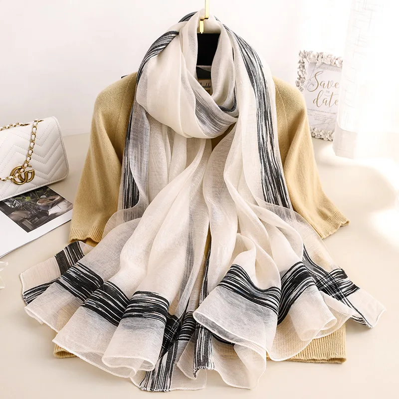 

SamyaSong Scarf Spring Autumn Winter Pashmina solid color thin Silk Wool Scarfs Quality Shawls Bandana Soft Foulard Lady Scarf