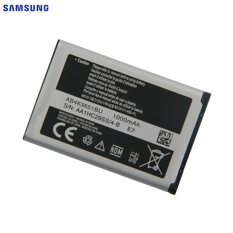 Оригинальный сменный аккумулятор SAMSUNG AB463651BU для Samsung J800 S3650 S7070 S5608 S3370 L700 S5628 C3222 B3410
