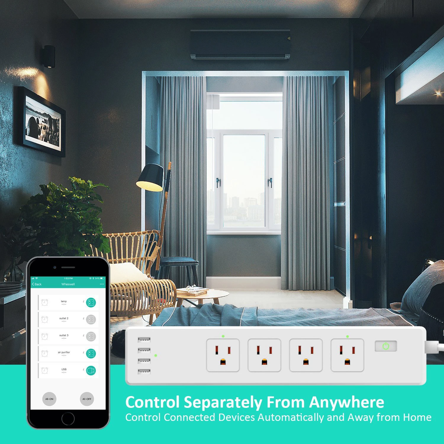 WiFi Smart power Strip Защита от перенапряжения 4 розетки переменного тока США розетка с USB совместима с Alexa, Google Home электрическая вилка Homekit