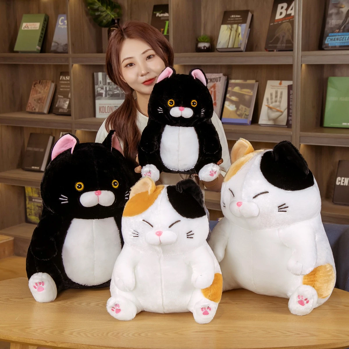 

28/36/43cm kawaii cute movie black fat cat teacher plush toy doll room bed life decoration children holiday gift