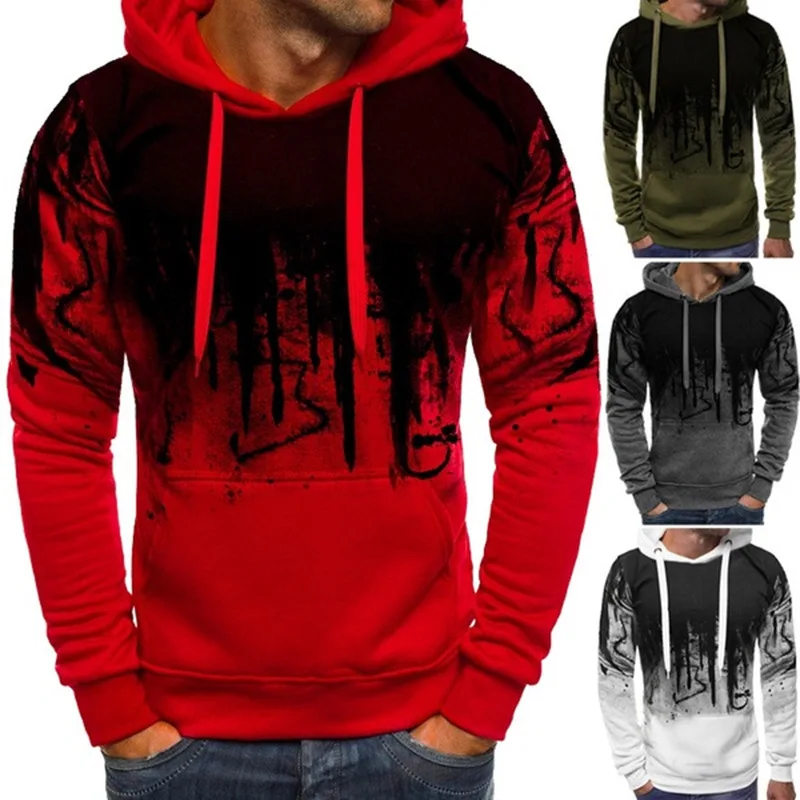 

2021 Autumn Winter Men's Coat Hot Style Top Popular Logo Print Splash-ink Hoodie Sweater