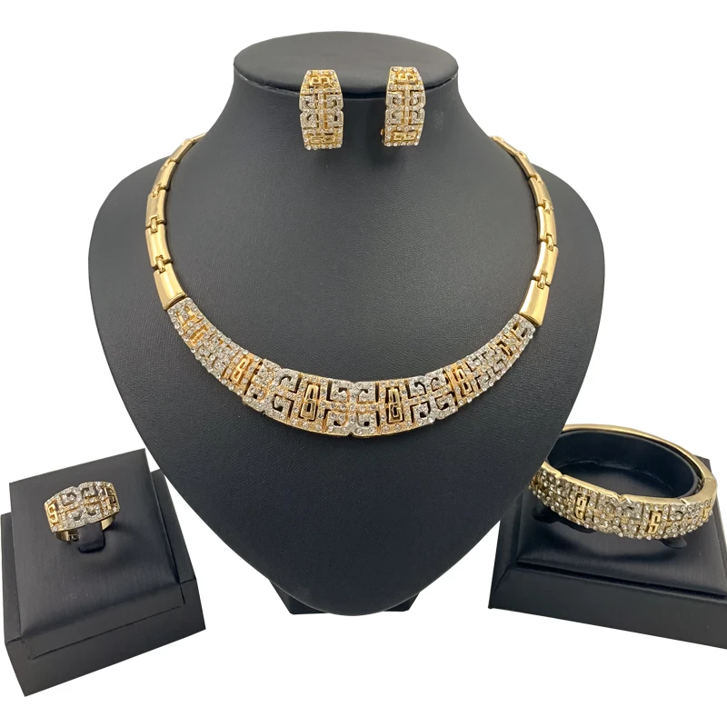 Дубай африканские комплекты ювелирных изделий роскошный золотой Цепочки и