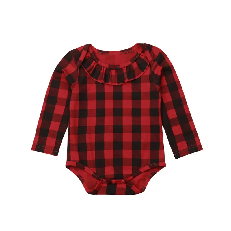 Боди для маленьких девочек 0 24 месяцев хлопковое боди в красную клетку