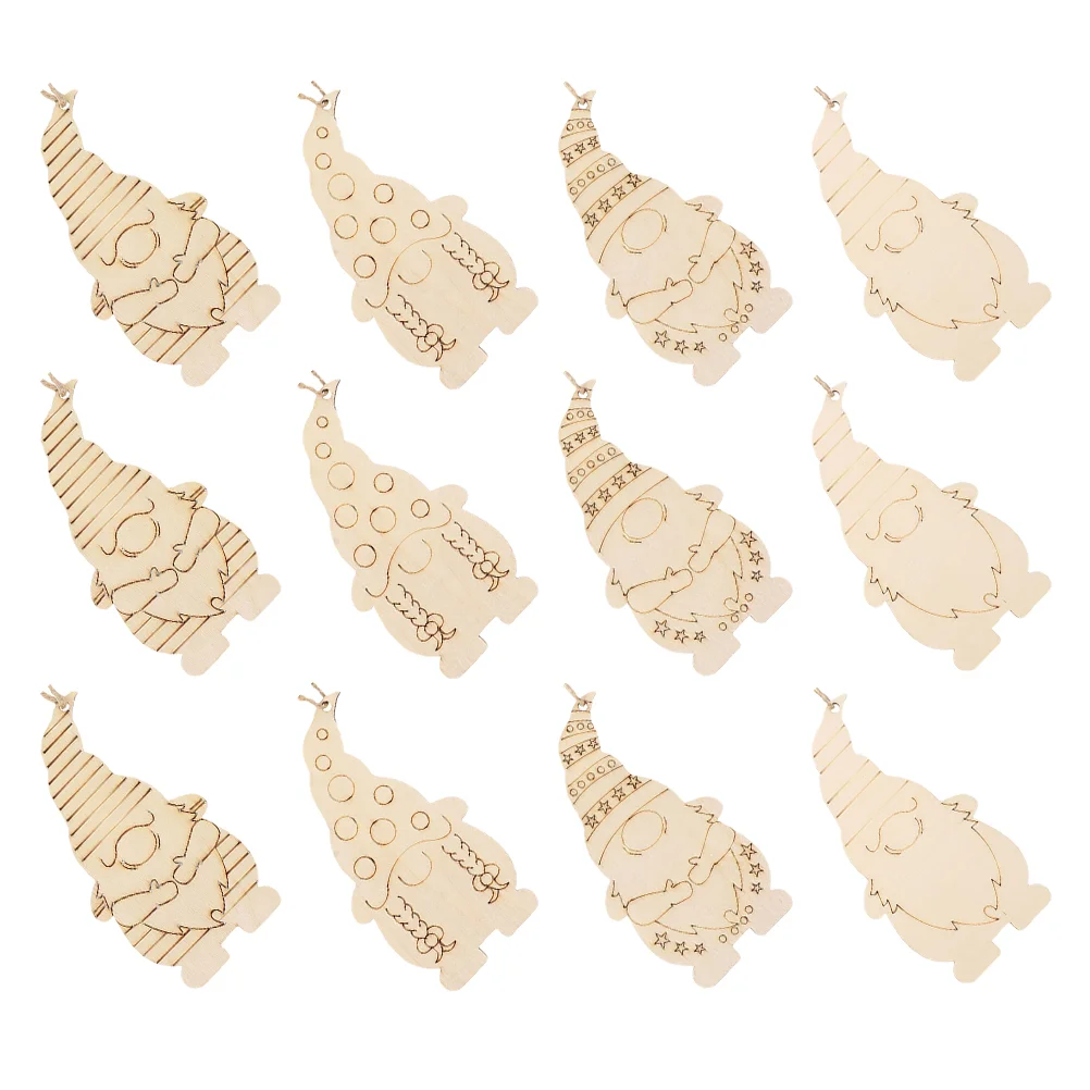 

20Pcs Christmas Wooden Pendants Festival Dwarf Graffiti Wood Chip for DIY