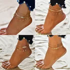 Браслеты на лодыжку женские, Модный комплект из цепочек для босых ног, сандалий, декора сердце, звезды, летняя пляжная мода