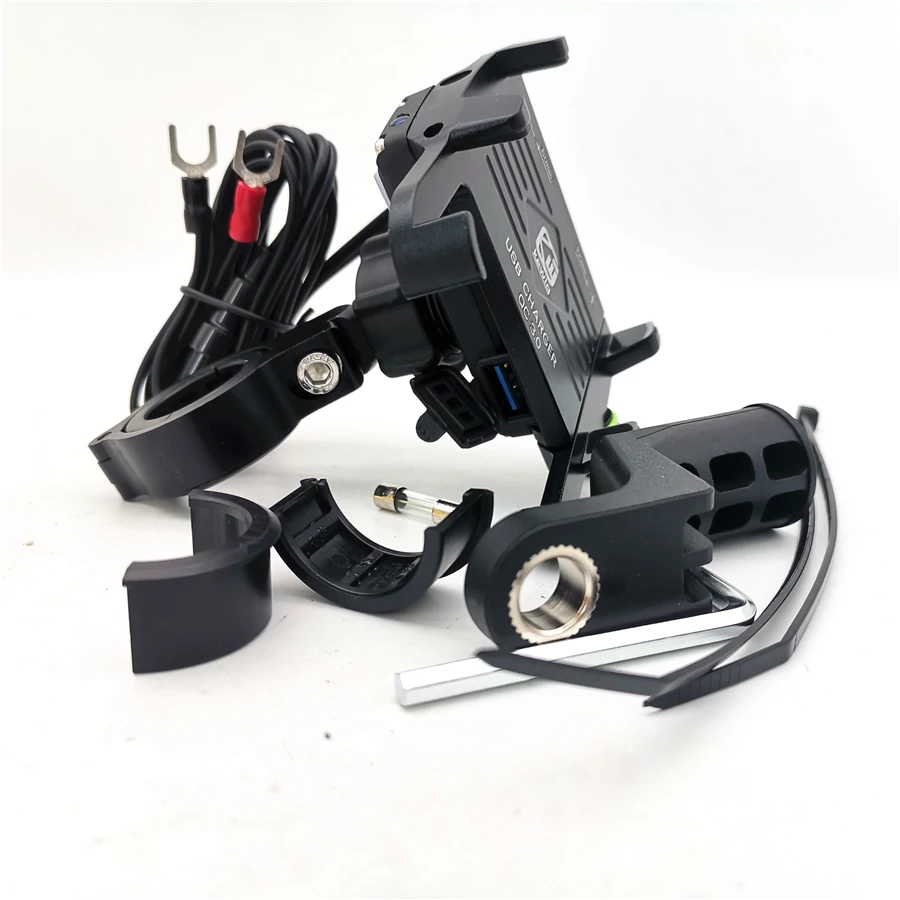 

Black Aluminium Motorcycle Bike Phone Mount Holder Fast USB Charger Waterproof