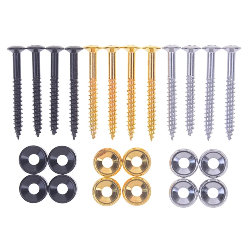 

1 Set (8 Pieces) Bass Guitar Neck Mounting Ferrules Bushings with Screws (4pcs Bolts + 4pcs Screws)