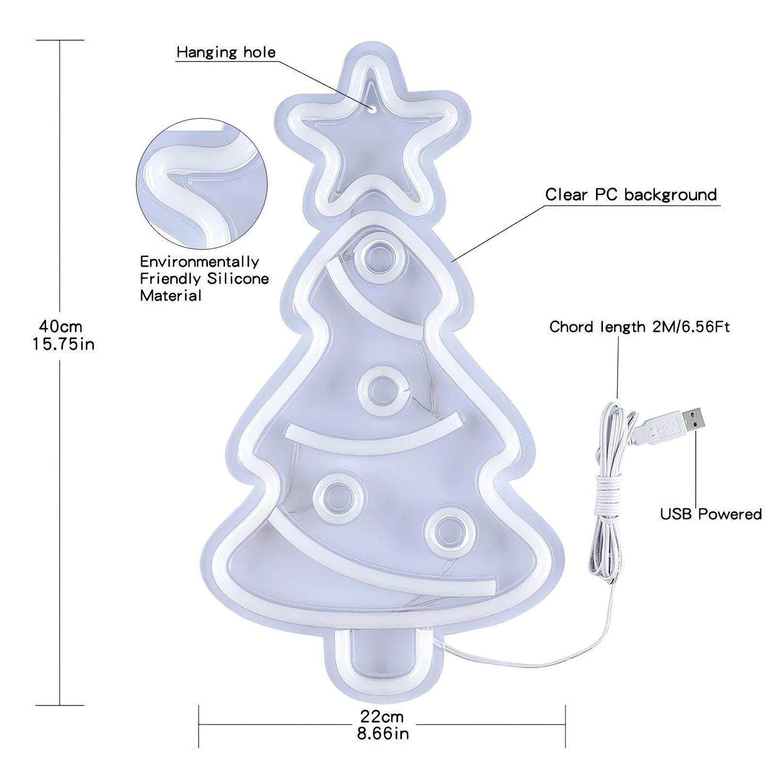 

USB Charging LED Neon Decorative Lights Christmas Tree Wall Decoration Table Light Up Sign For Christmas Party Living Room