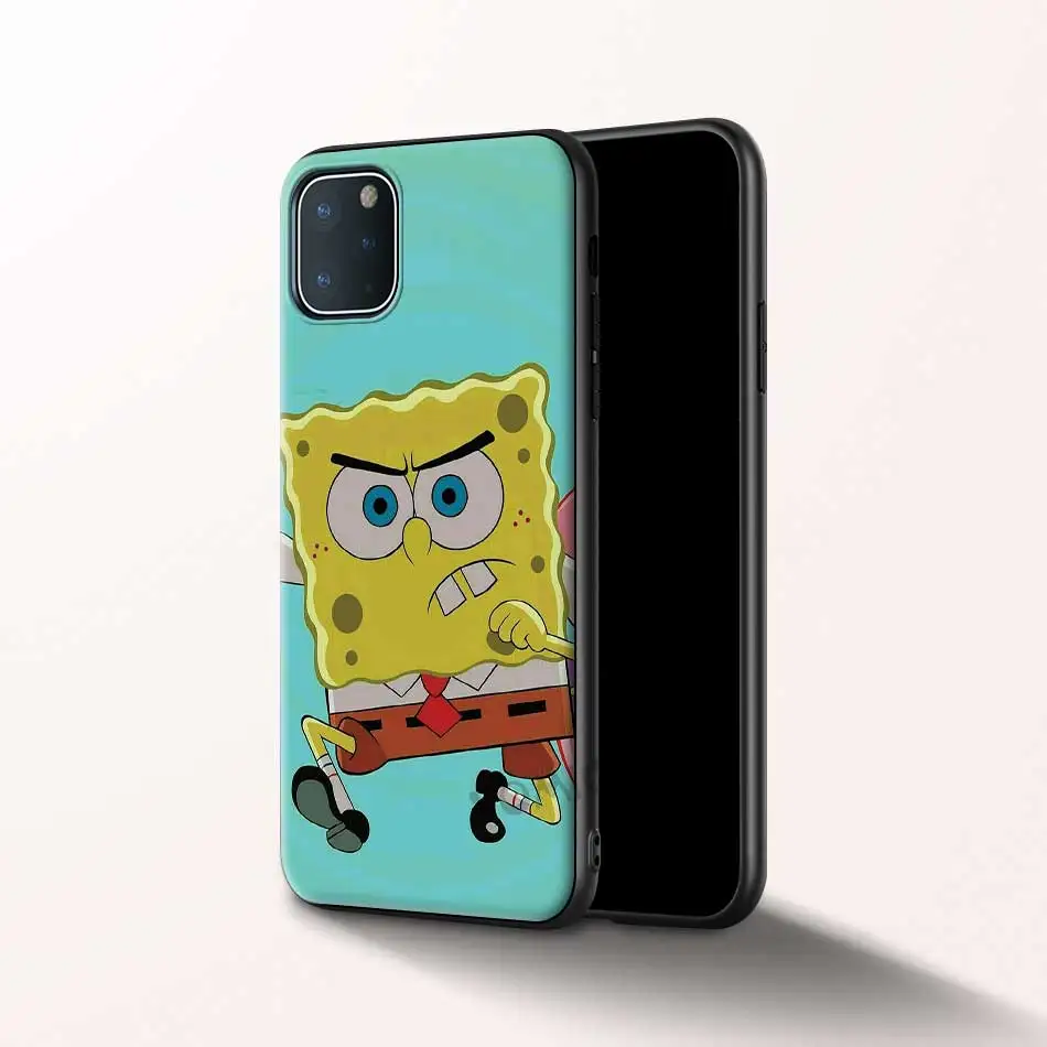 

cartoon SpongeBobs Cover for iPhone 11 Pro 12 Mini 7 8 XR X 6 6S Plus XS Max 5 5S SE 2020 TPU Cell Phone Case Shell Coque