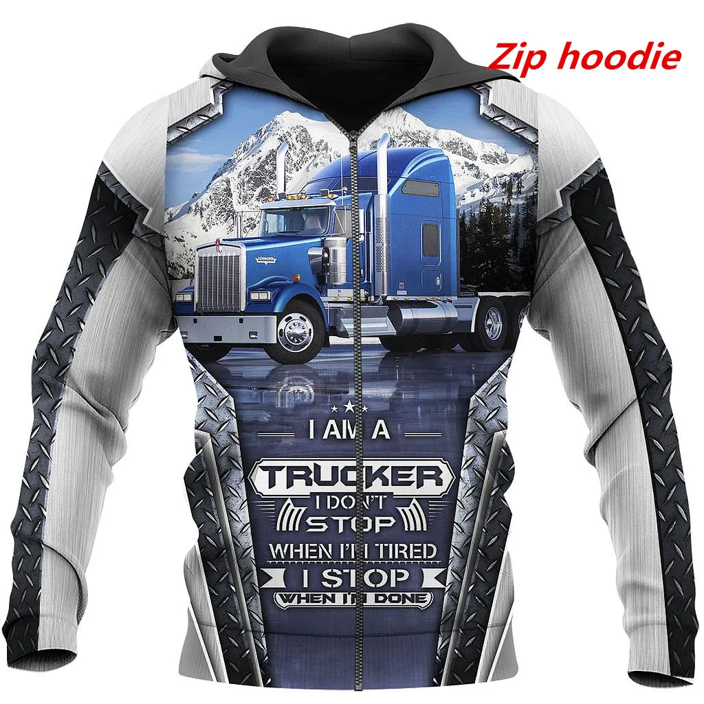 Новая стильная толстовка I am a trucker с 3D принтом/толстовка на молнии веселая Уличная