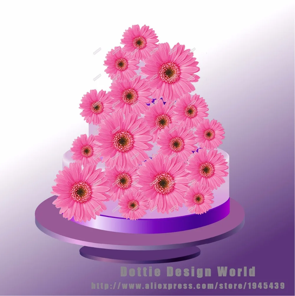 25 Смешанные Розовый Дейзи цветок съедобный торт фигурки жениха и невесты Вафли