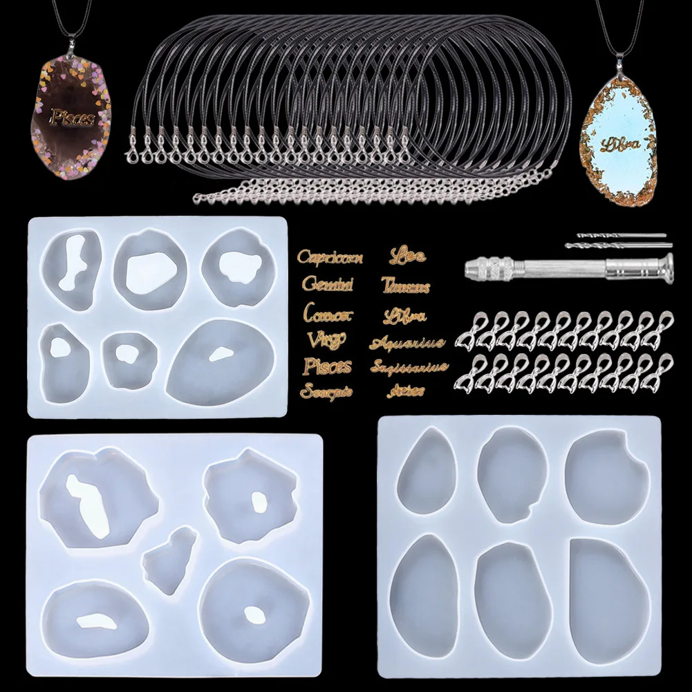 

47Pcs Pendant Silicone Mold Drop Silicone Mold Resin Mold for DIY Necklace and Keychain Crystal Epoxy Resin Jewelry Making