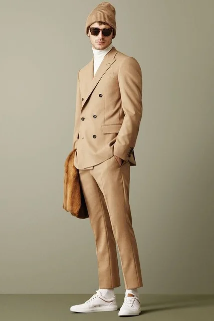 Хаки DoublCostume Homme Mariage Однобортное пальто Для мужчин костюмы TPSAADE 2 предмета в