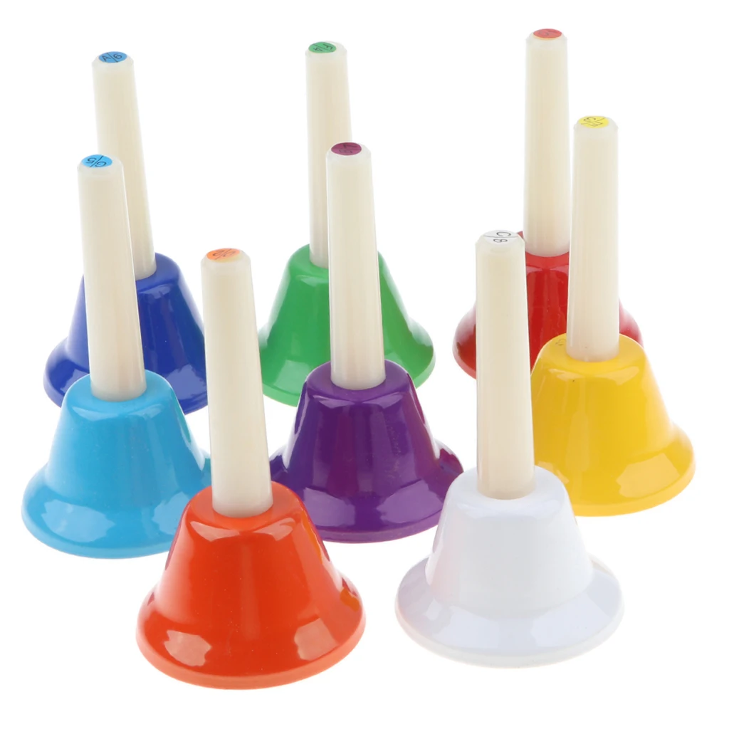 Pack of 8 Multi-Color Hand Bells Note Tones Orff Percussion Instrument Kids Early Musical Learning Toy | Игрушки и хобби