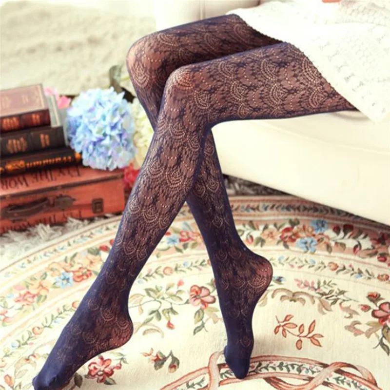 Пикантные прозрачные чулки зимние кружевные вертикальные колготки для женщин