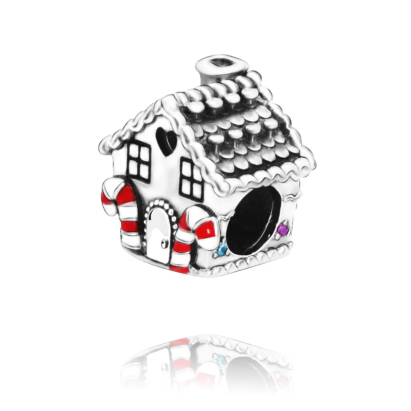 

2019 Christmas New 100% 925 Sterling Silver Beads Gingerbread House Charm fit Original Pandora Bracelets Women DIY Jewelry