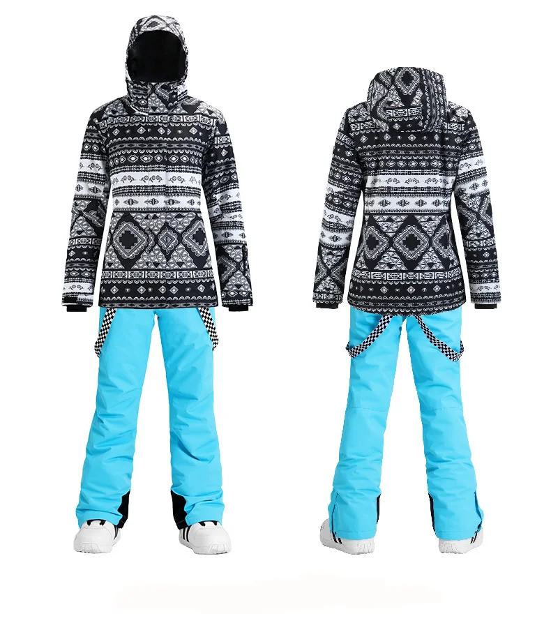 Лыжный костюм высокого качества женский зимний ветрозащитный Теплый утолщенный