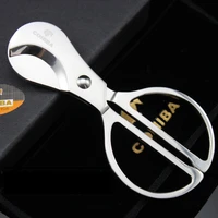 1pcs cohiba stainless steel knife silver scissor cigar cutter the knife slice scissor for home use cigar cutting tool portable
