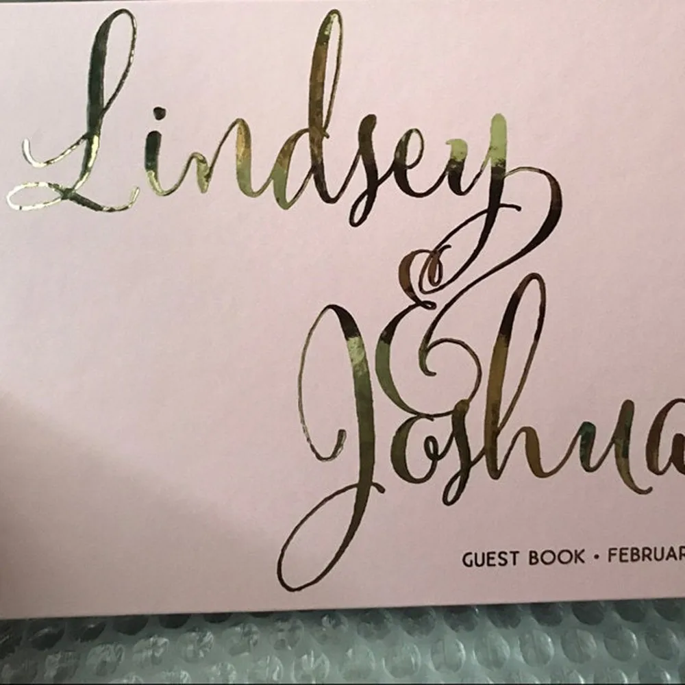 Фольгированная Золотая свадебная книга для гостей с изображением пейзажа