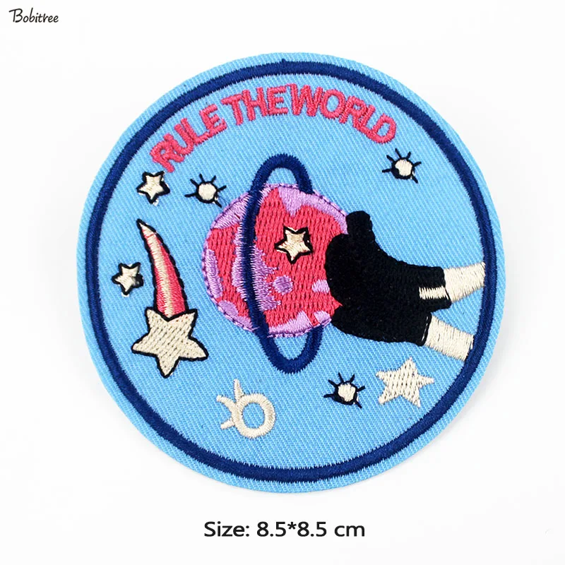 Тканевая нашивка с космическим мотивом вышитая наклейка для одежды украшение