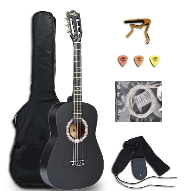 36 Inch Classical Guitar 6 String Basswood Electric Instrument with Capo Strings Picks Strap AGT273A | Спорт и развлечения