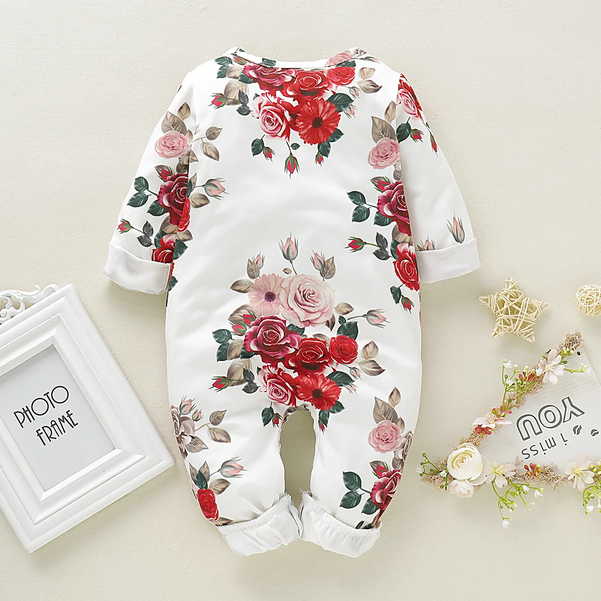 Комбинезон с цветочным рисунком для новорожденных девочек комбинезон длинными