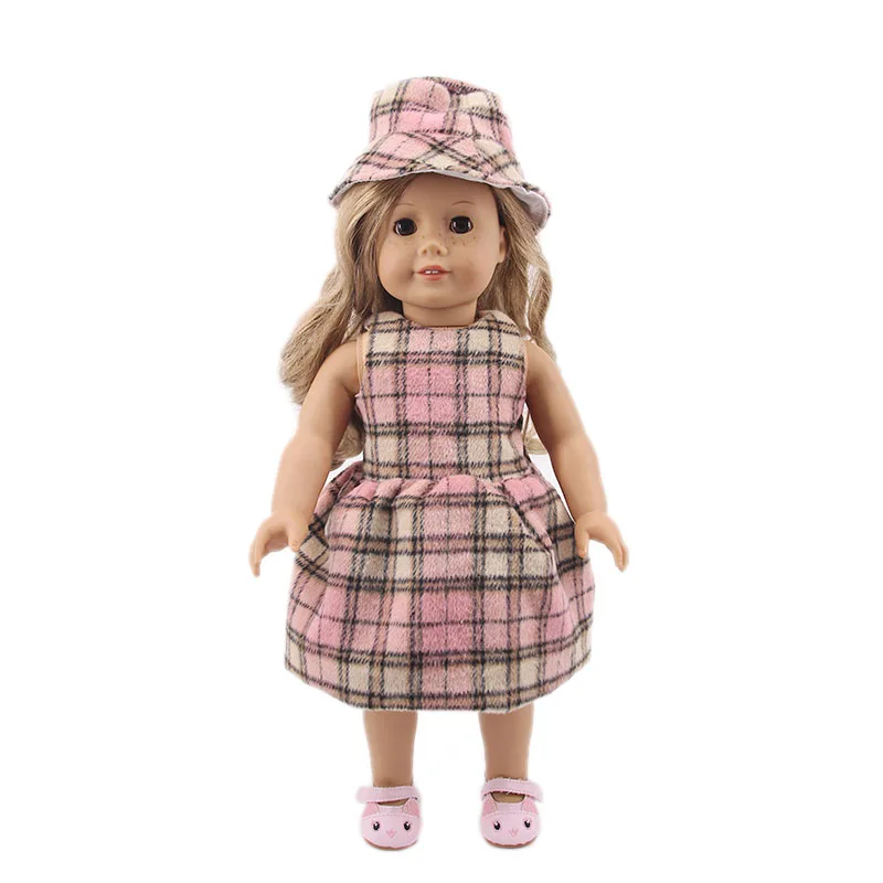

Woolen Plaid Dress Doll Clothes Fashion Suit For 18 Inch American Doll Girls&43 Cm New Born Baby,Our Generation,Doll Accessories