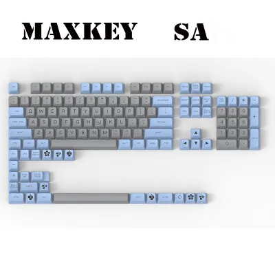 

MAXKEY grey blue keycaps SA Double shot ABS keycap 127 keys for MX switch mechanical keyboard