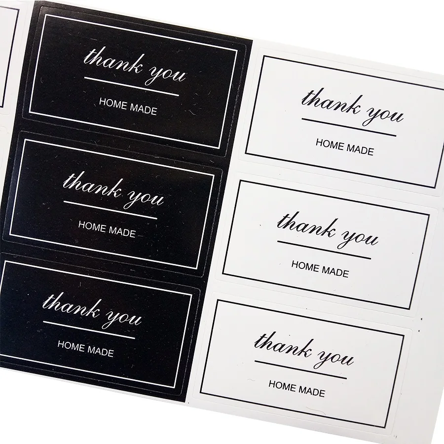 

1200 Pcs/lot Thank You Black White Adhesive Paper Sealing Stickers Decorative Gifts Package Label For Baking Products