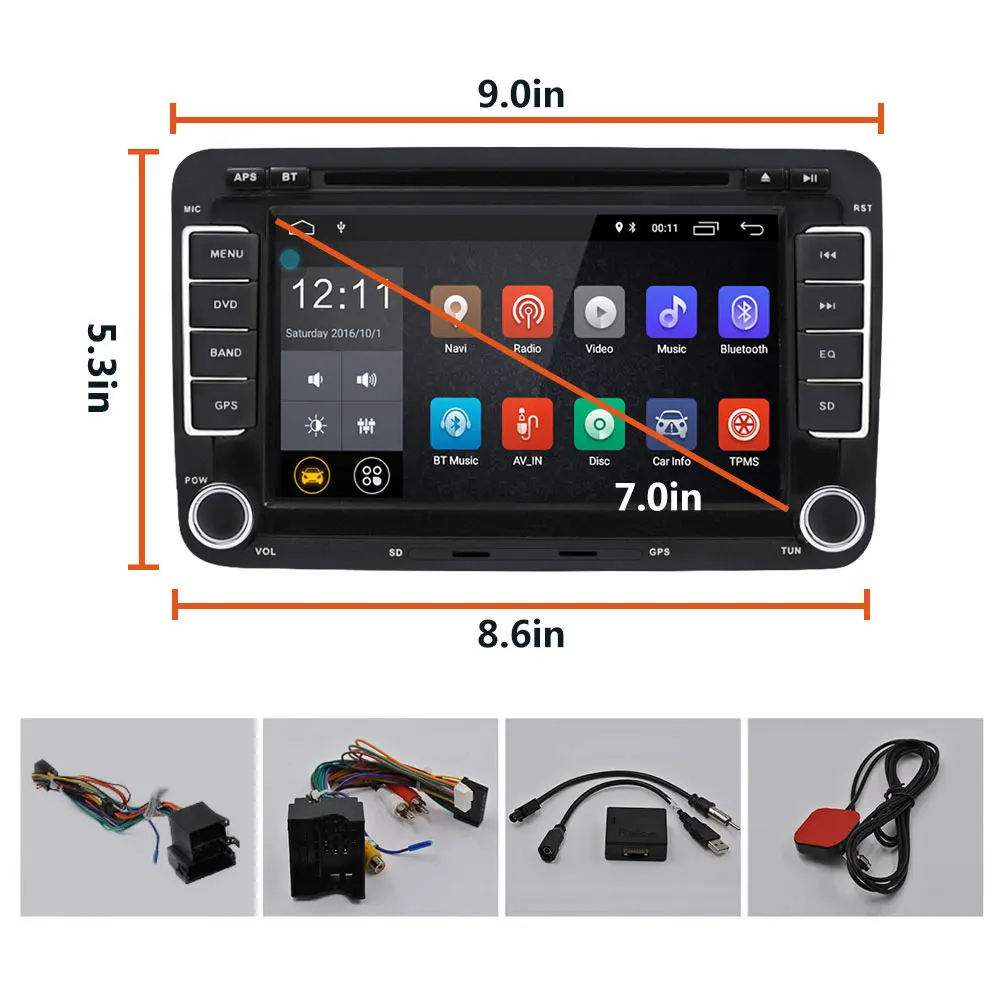 Car radio only Camecho 2 Din Автомобильный мультимедийный плеер Android " Автомагнитола аудио для VW/Golf/6/Golf/5/Passat/Jetta/T5/EOS/POLO/Touran/SEAT/Sharan - Цвет: Car radio only