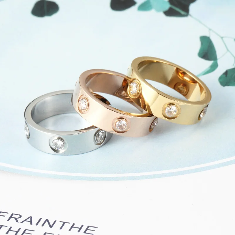 

New Carter Ring Fashion Trend Classic Lovers Ring 6 Diamond with LOGO