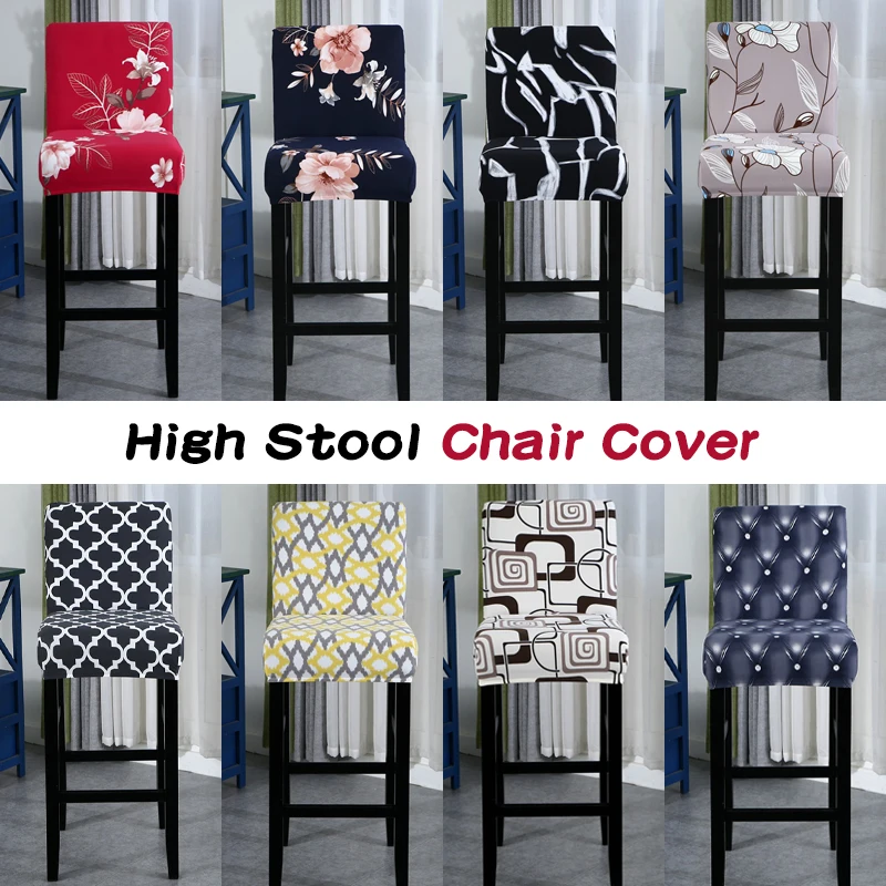 

Bar Stool Short Back High Chair Cover Stretch Bar Chair Cover Elastic Seat Cover Slipcover Hotel Banquet Dining Armchair Covers