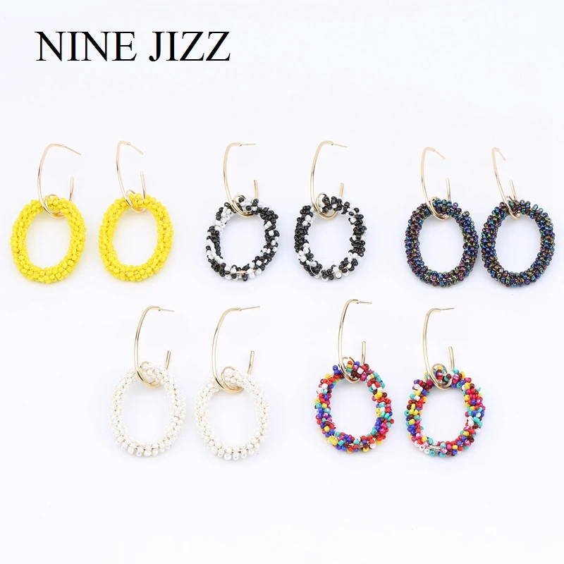 Женские деревянные серьги-подвески богемные круглые квадратные геометрические