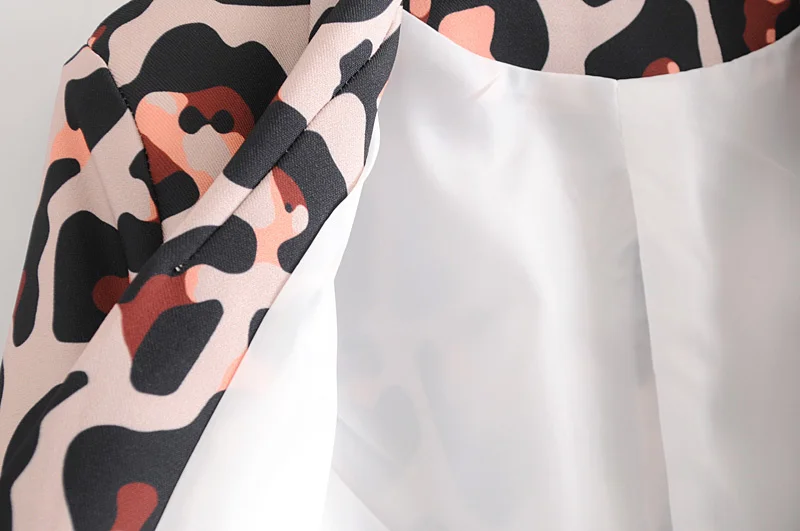 

women euro style leopard pattern print open stitch blazer female pocket outwear suit office lady vintage chic casual tops CT183